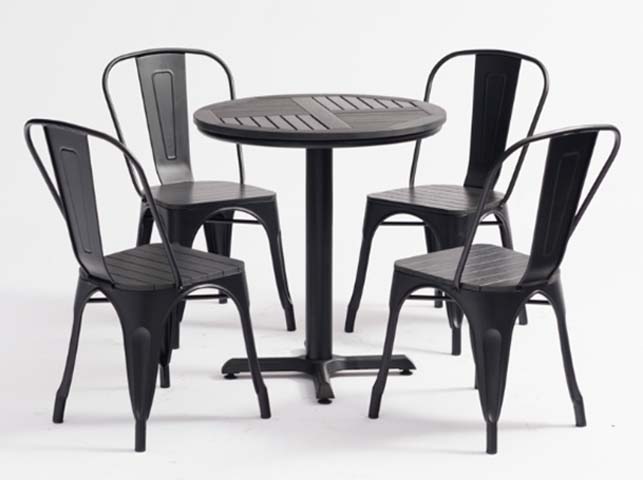 5-Piece Industrial Metal Slatted Bistro Dining Set