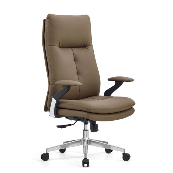 High-Back Leather Upholstered Executive Office Chair with Adjustable Height and Tilt