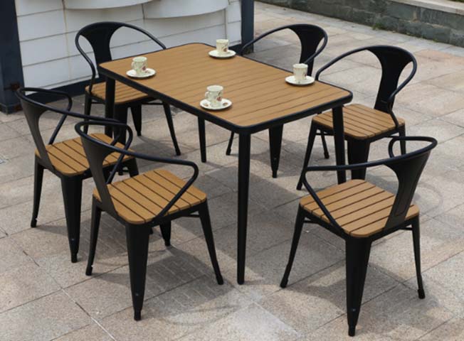 6-Seat Industrial Weather-Resistant Outdoor Dining Set