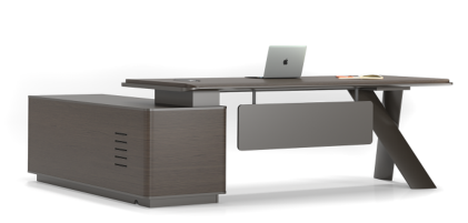 L-shaped Executive Office Desk with Left Side Storage Pedestal