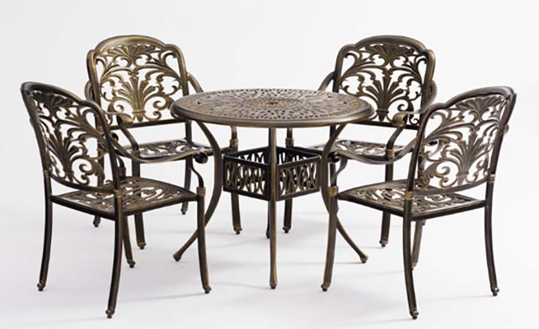 5-Piece Antique Bronze Cast Aluminum Outdoor Patio Bistro Dining Set