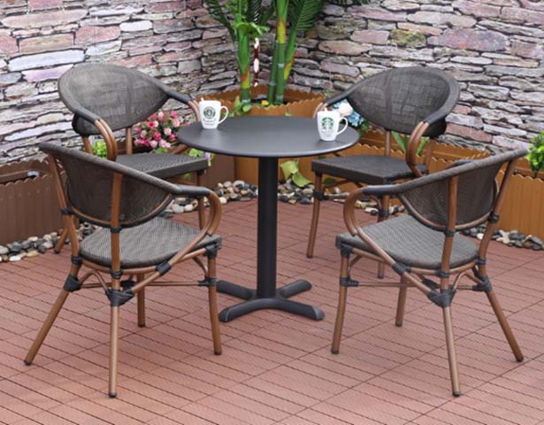 5-Piece 4-Seater Round Outdoor Bistro Dining Set with Woven Armchairs