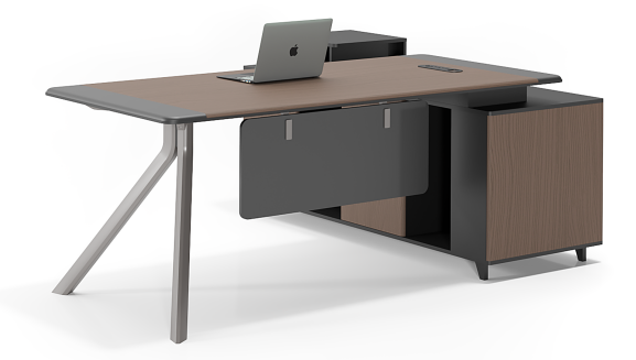 L-Shaped Executive Office Desk with Integrated Storage