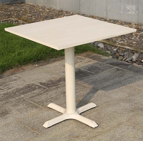 Matte White Square 4-Prong X-Base Outdoor Pedestal Dining Table