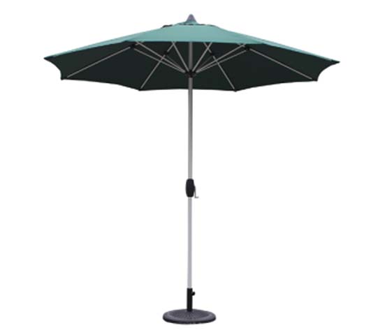 9ft Teal Octagonal Crank-Tilt Center-Pole Patio Umbrella with Round Weighted Base