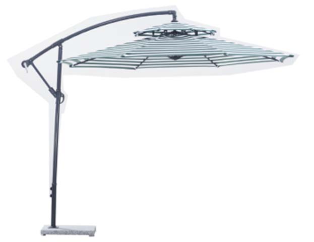 Double-Tier Vented Cantilever Offset Patio Umbrella with Weighted Rectangular Base