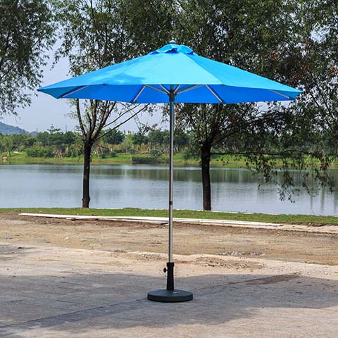 Outdoor Round Aluminum Pole Patio Market Umbrella with Weighted Base