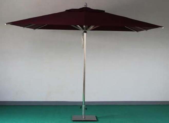 Square Outdoor Market Patio Umbrella with Stainless Steel Pole and Square Weight Base