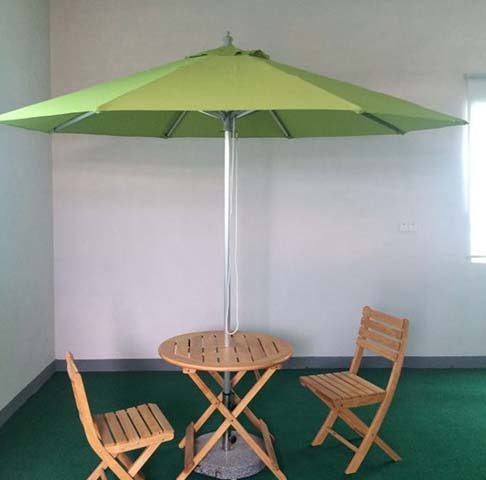 3-Piece Folding Wood Slatted Outdoor Bistro Set with Umbrella Hole