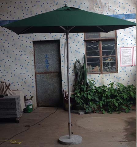 Dark Green Square Freestanding Outdoor Center-Pole Patio Market Umbrella with Round Weighted Stone Base