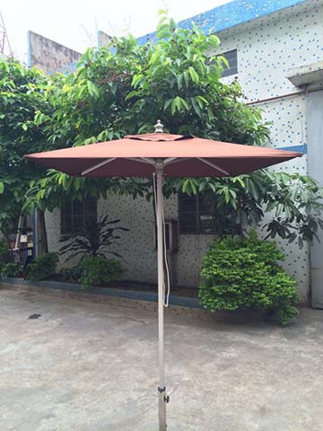 Square Double-Vented Center-Pole Outdoor Patio Umbrella with Crank Tilt, Terracotta Canopy