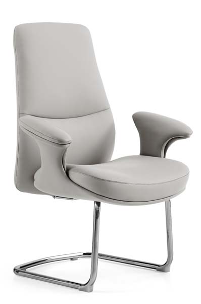 Light Gray Upholstered Cantilever Conference Chair