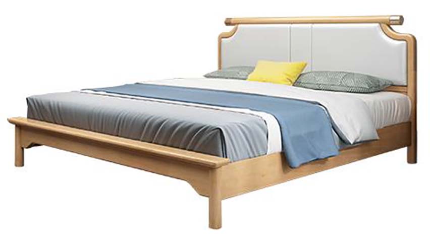 Solid Wood Frame Upholstered Headboard Queen Platform Bed