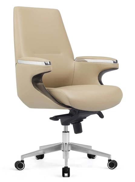 Mid-Back Beige Upholstered Executive Office Chair