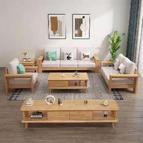 Light Natural Wood Rectangular Storage Coffee Table