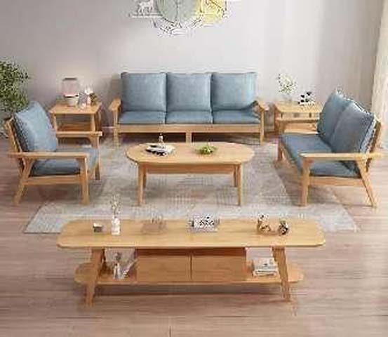 Nordic Light Oak Solid Wood TV Media Console with Central Drawers and Open Side Shelves