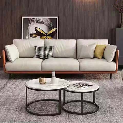 Modern Light Beige 3-Seater Upholstered Sofa