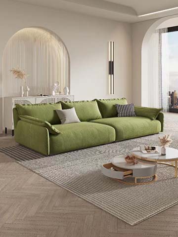 Olive Green Low-Profile Deep-Seat Modular Straight Fabric Sofa