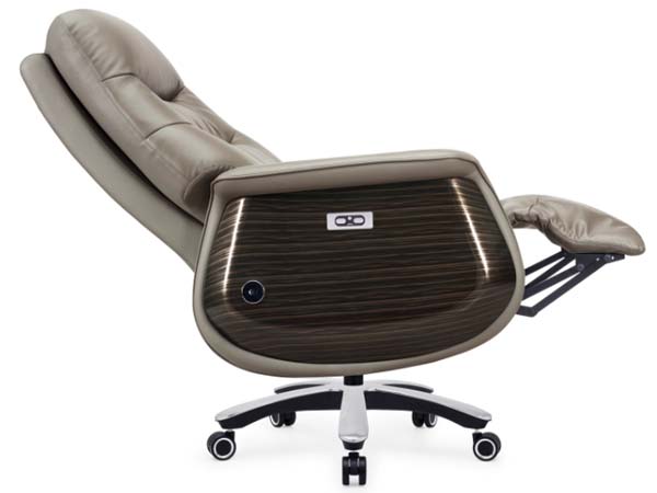 Reclining Padded Leather Executive Office Chair with Retractable Footrest