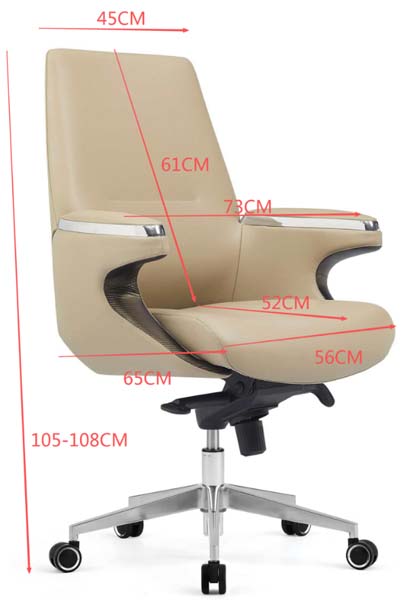 Mid-Back Upholstered Executive Office Chair with Polished Aluminum Base
