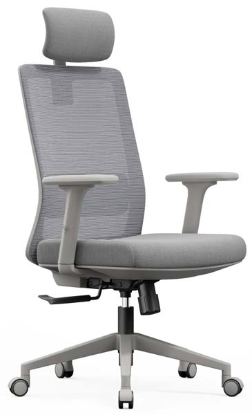 Grey High-Back Mesh Ergonomic Office Chair with Height Adjustable Headrest