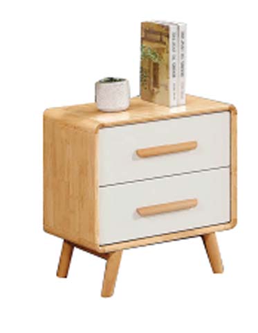 Nordic Style Rounded Edge 2-Drawer Wooden Nightstand
