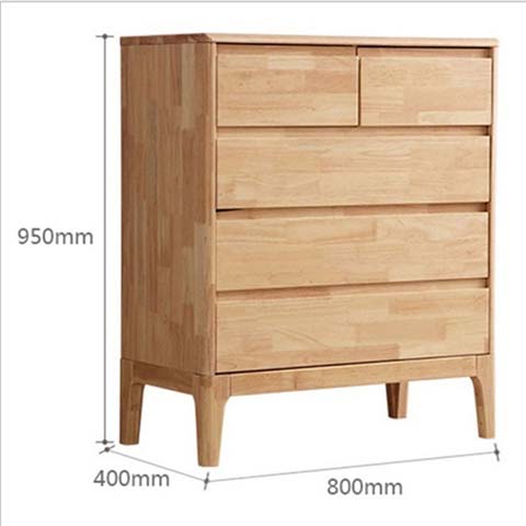 Minimalist Natural Solid Wood 5-Drawer Chest