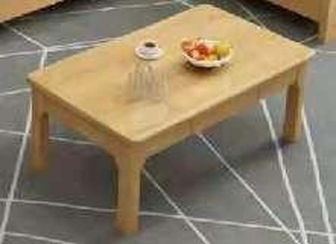 Light Natural Solid Wood Rectangular Rounded-Corner Coffee Table