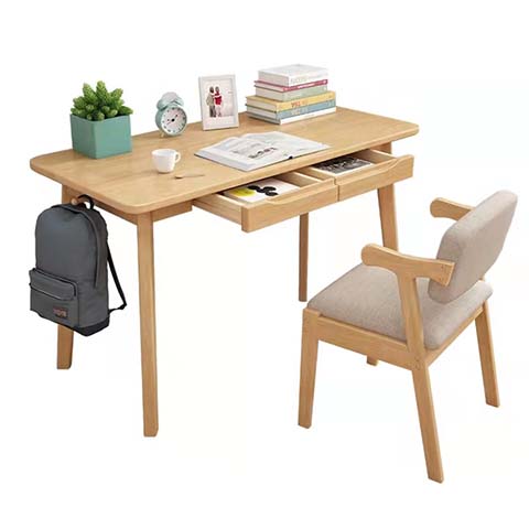 Solid Wood Frame Writing Desk with Matching Upholstered Chair