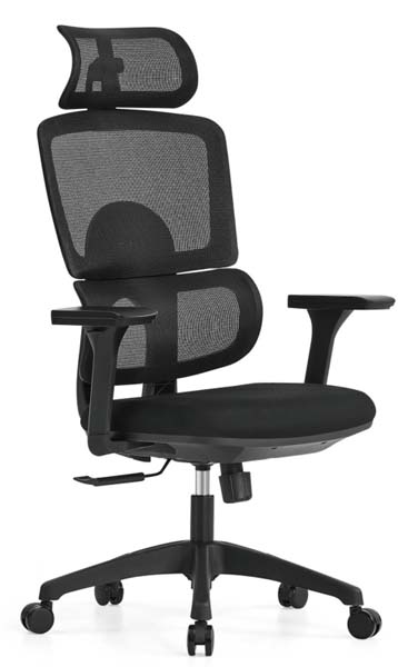 Black Ergonomic High-Back Mesh Office Chair with Adjustable Headrest, Lumbar Support and Armrests