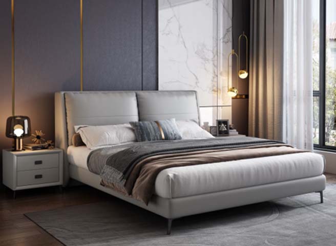 Modern Light Gray Split Upholstered Low-Profile Platform Bed