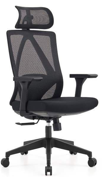 Black Ergonomic Mesh High-Back Office Chair with Adjustable Headrest
