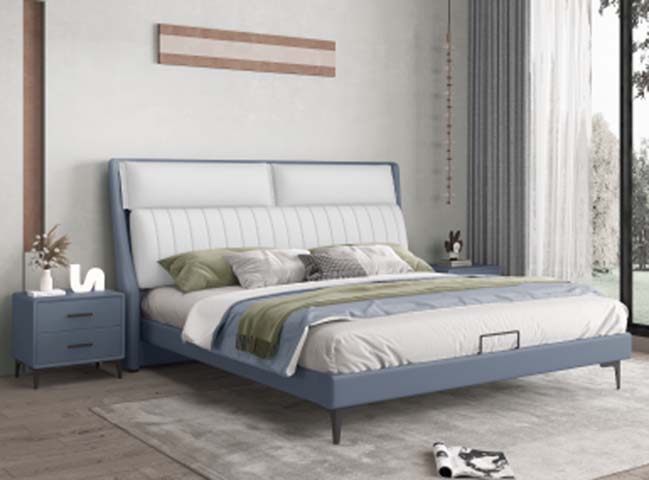 Two-Tone Upholstered Platform Bed with Underbed Storage