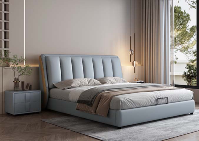 Channel-Tufted Upholstered Lift Storage Bed