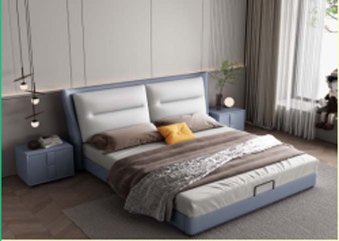 Two-Tone Upholstered Lift-Up Storage Platform Bed