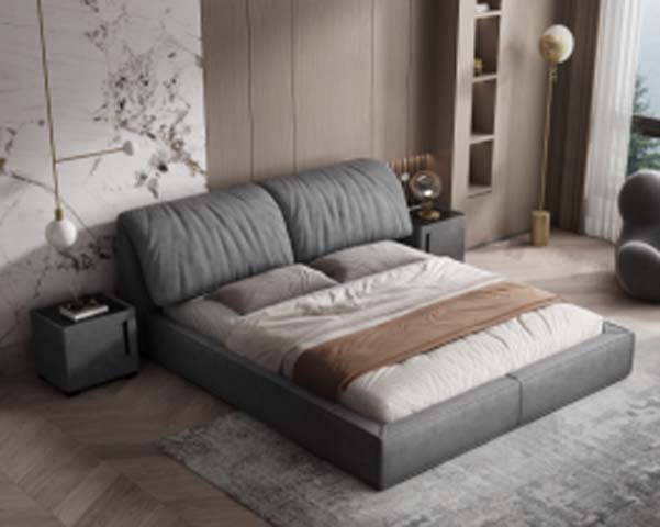 Light Gray Split Channel-Tufted Upholstered Low-Profile Queen Platform Bed