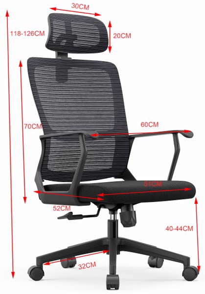 Ergonomic High-Back Mesh Office Chair with Adjustable Headrest and Fixed Armrests