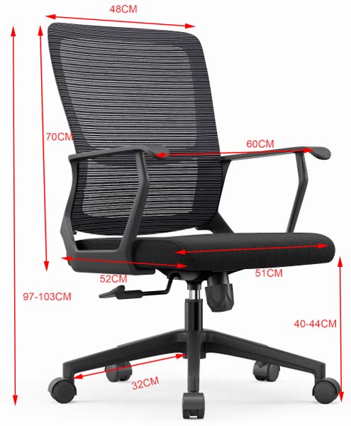 Black Mesh Ergonomic Mid-Back Swivel Office Task Chair with Adjustable Height