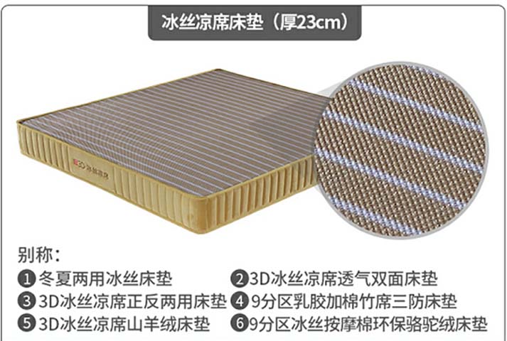 230mm Thick Reversible Winter-Summer 3D Ice Silk Cooling Mattress, 9-Zoned Support