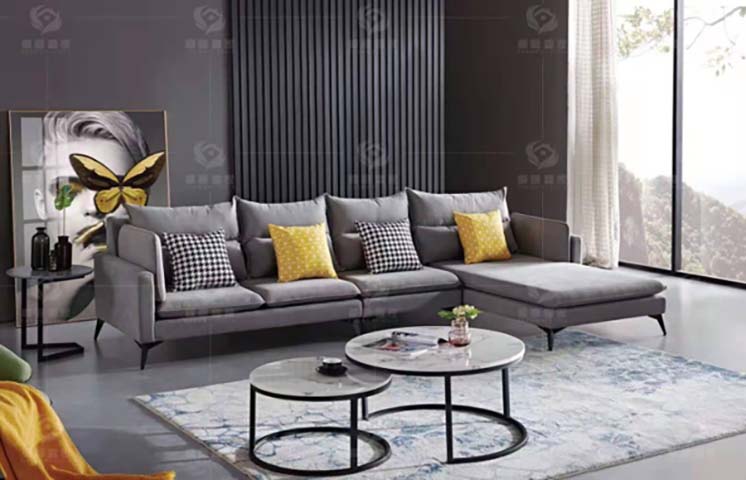 Light Gray L-Shaped Sectional Sofa with Right Chaise