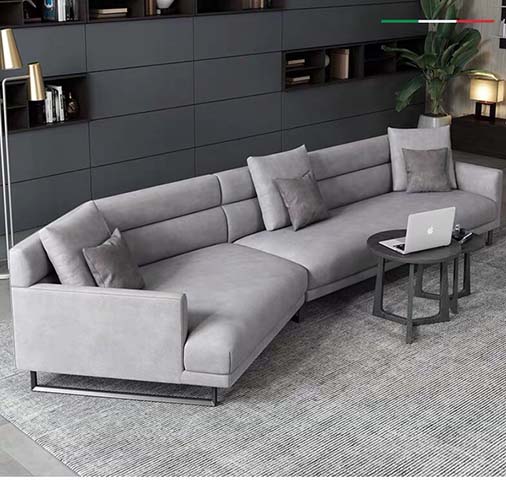 Light Gray Fabric Left-Chaise L-Shaped Sectional Sofa