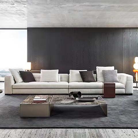 Modern Minimalist Four-Seat Fabric Sectional Sofa
