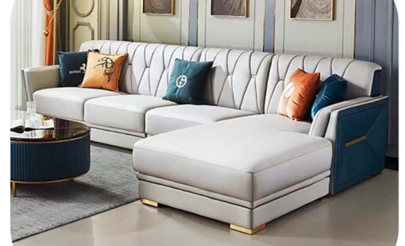 Light Luxury Two-Tone Right-Chaise L-Shaped Sectional Sofa with Channel Tufting
