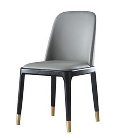 Modern Armless Upholstered Dining Chair with Dark Wood Legs Brass Foot Caps