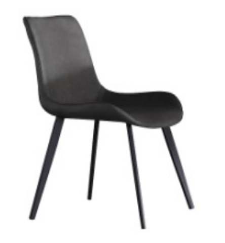 Black Armless Molded Contoured Dining Chair with Splayed Tapered Metal Legs