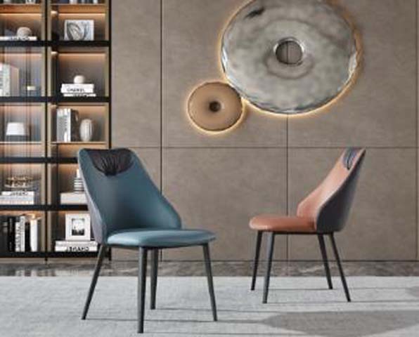 Modern Two-Tone Armless Upholstered Dining Chair with Black Splayed Metal Legs