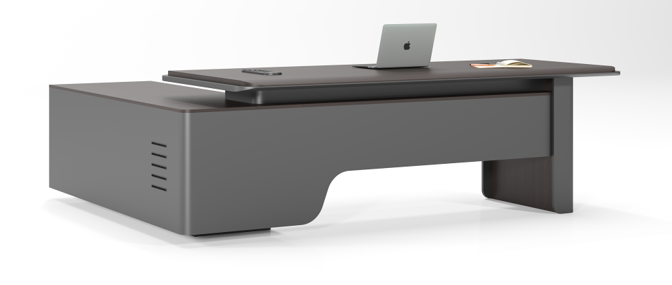 L-Shaped Executive Office Desk with Fixed Side Storage Pedestal