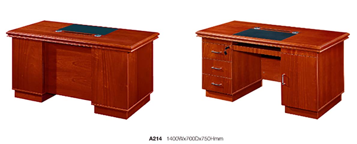 1.4m Red-Brown Wood Veneer Double-Pedestal Executive Office Desk