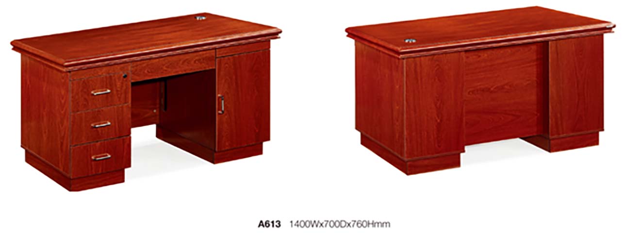 Red Mahogany Veneer Double-Pedestal Staff Office Desk