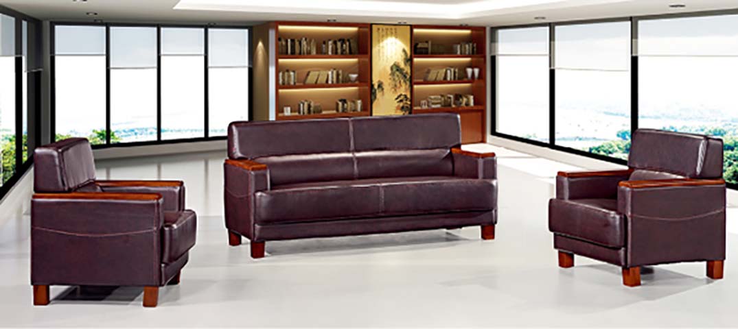 3+1+1 Dark Brown Leather Executive Office Reception Sofa Set